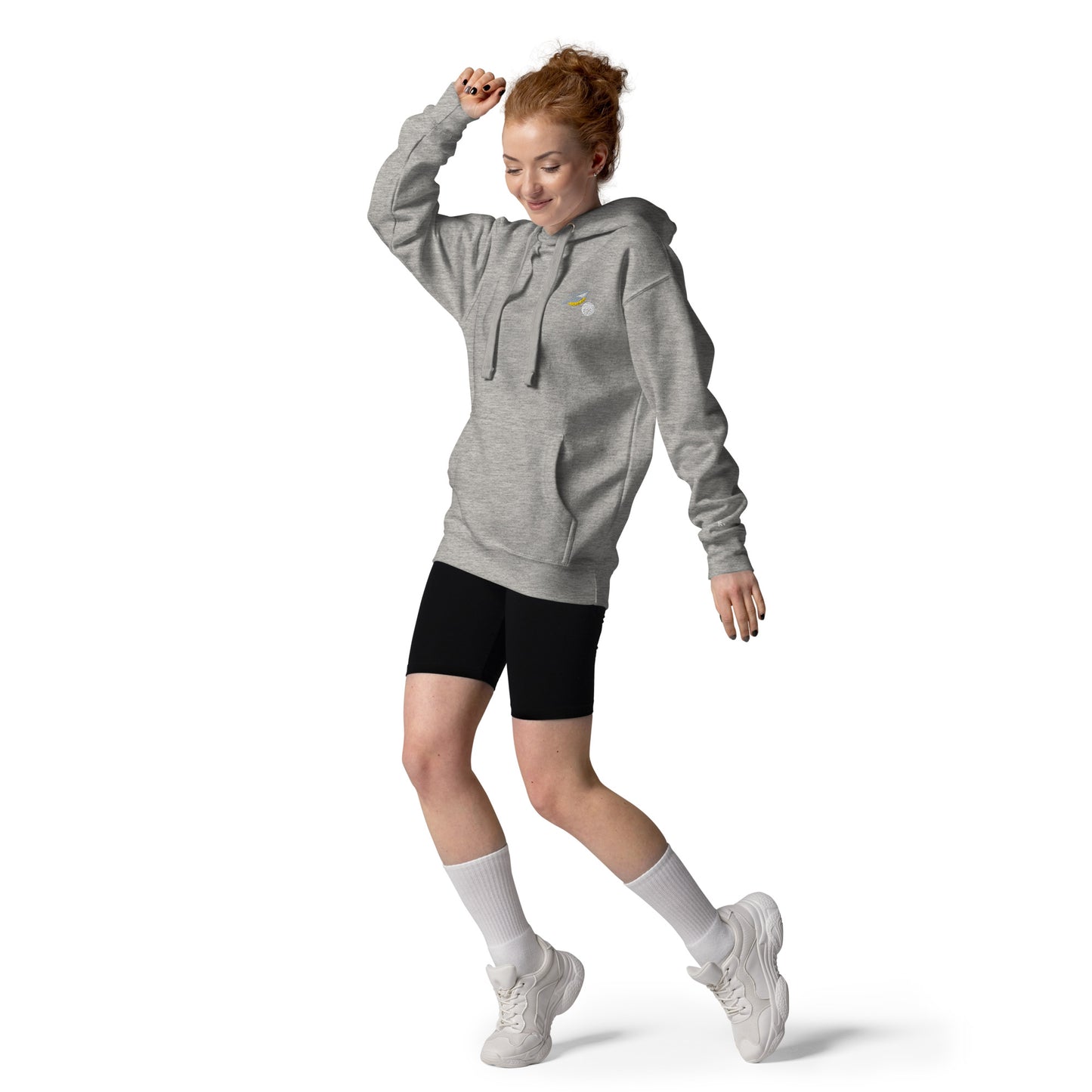 Lucky Birdie Golf Hoodie in gray with embroidered birdie design unisex