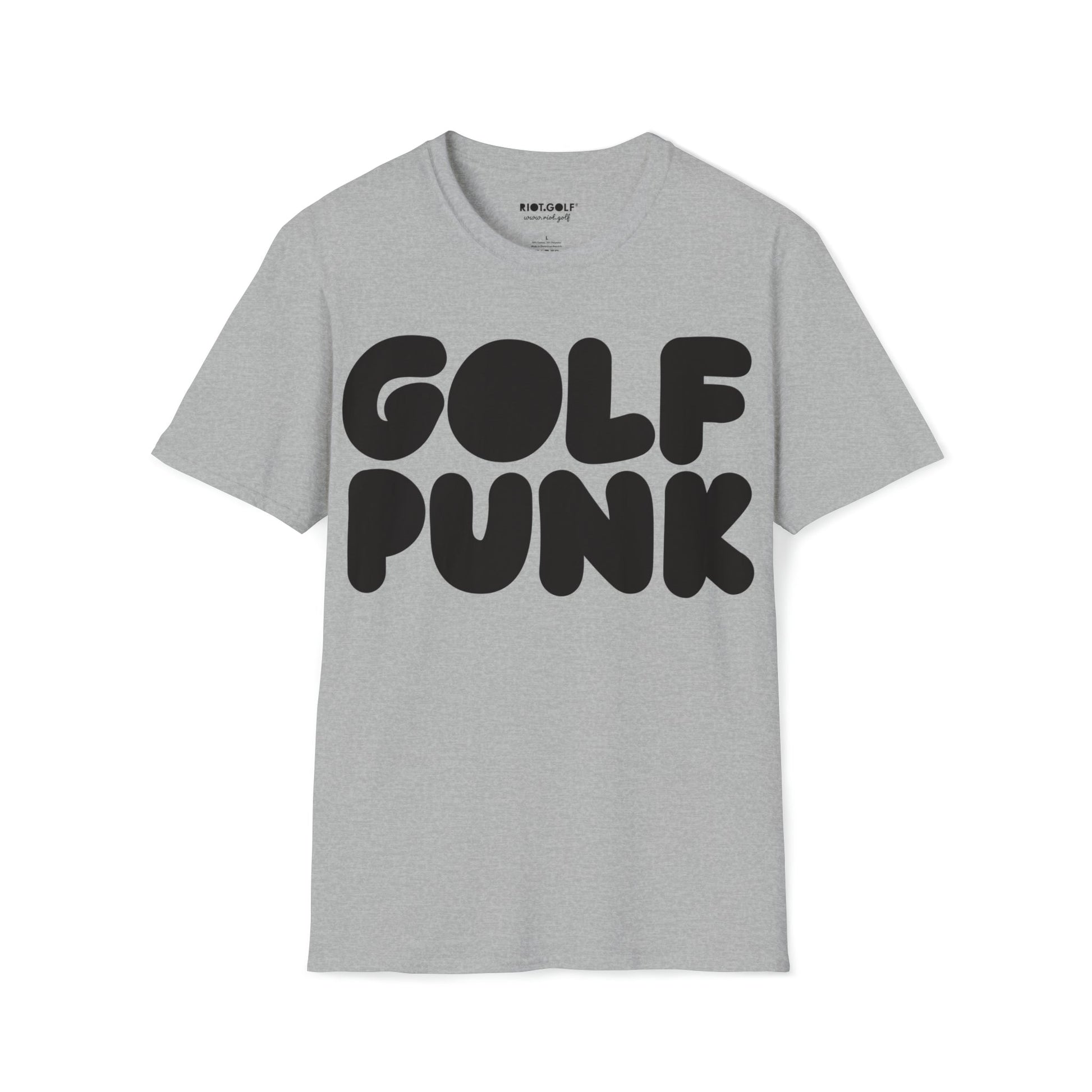 Golf T shirt in sport grey with black golf punk graphics